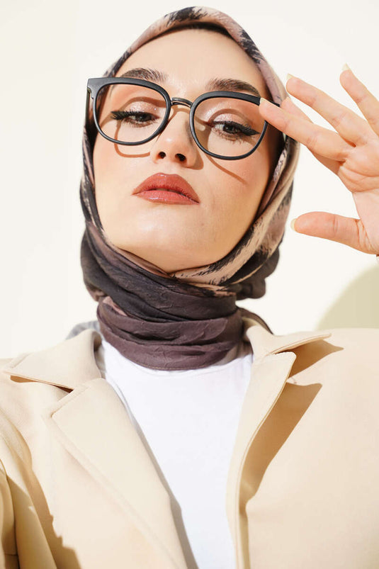 Gestreepte bamboe sjaal met kleurverloop, nerts