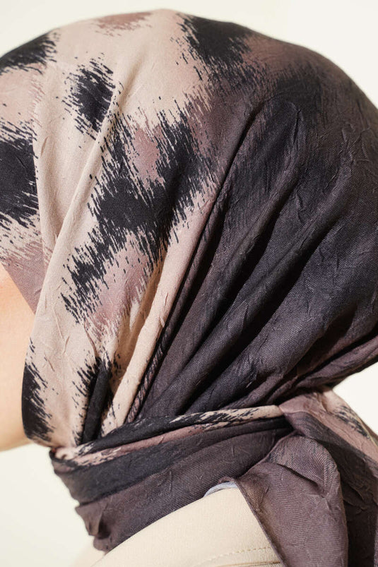 Gestreepte bamboe sjaal met kleurverloop, nerts