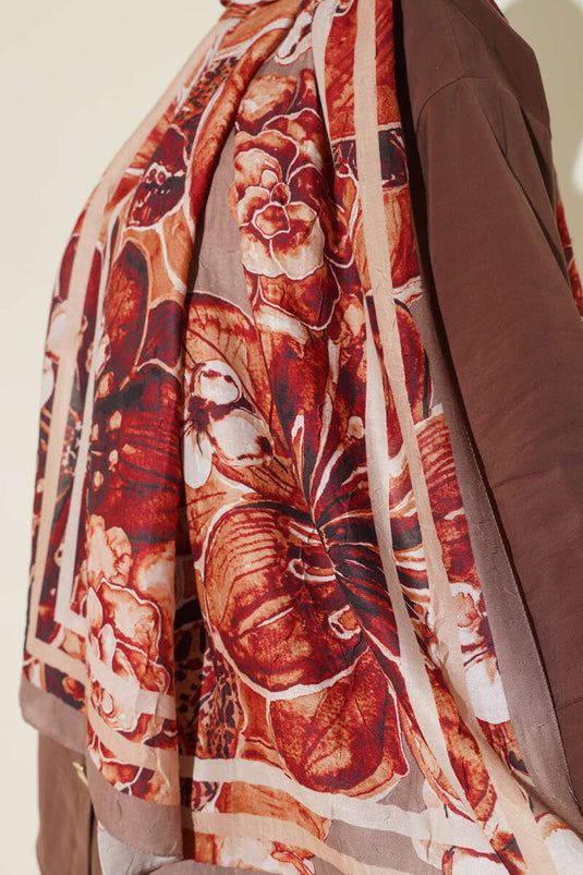 شال مخطط بنقوش أصلية، لون جملي