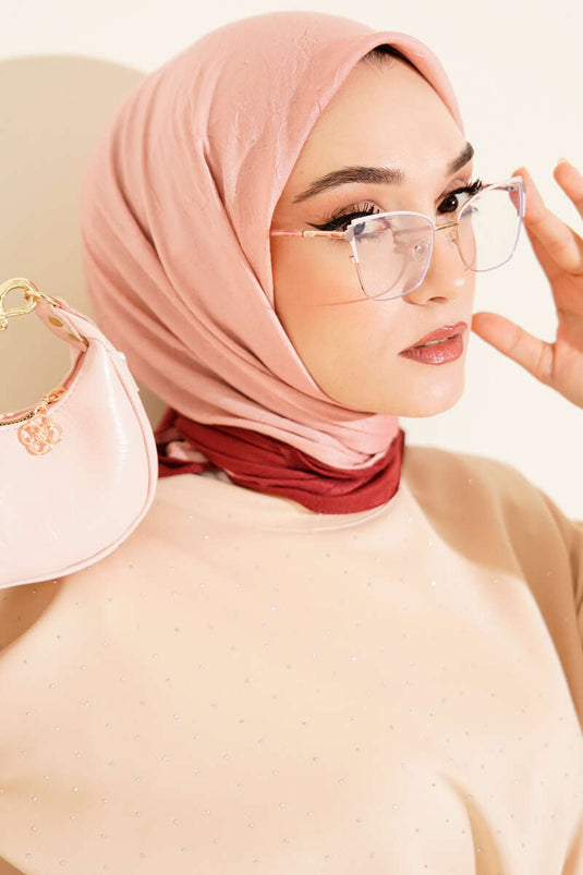 Striped Bamboo Crush Scarf Burgundy Beige