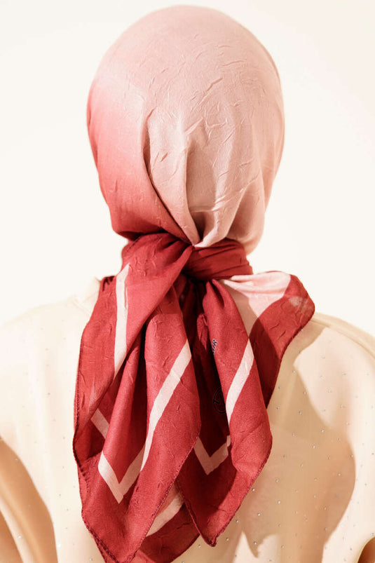 Striped Bamboo Crush Scarf Burgundy Beige