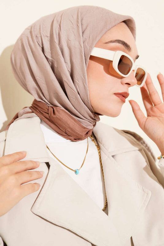 Écharpe rayée en bambou Kash couleur camel