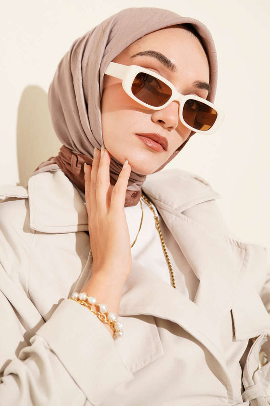 Écharpe rayée en bambou Kash couleur camel