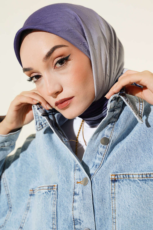 Striped Bamboo Crush Scarf Dark Lilac