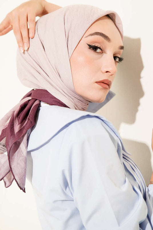 Striped Bamboo Kash Scarf, Plum