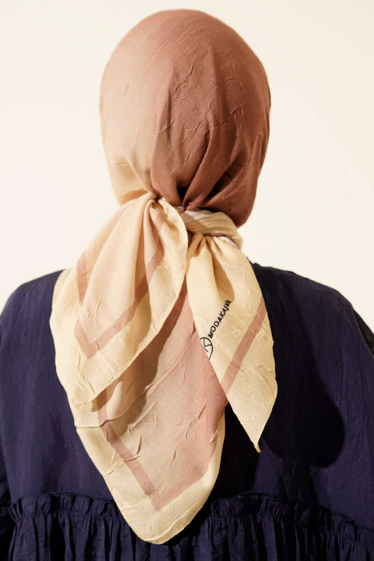 Şeritli Bambu Kraş Eşarp Sarı