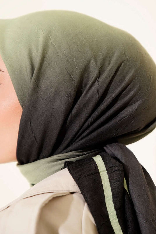 وشاح كاش مخطط من الخيزران، أسود وأخضر