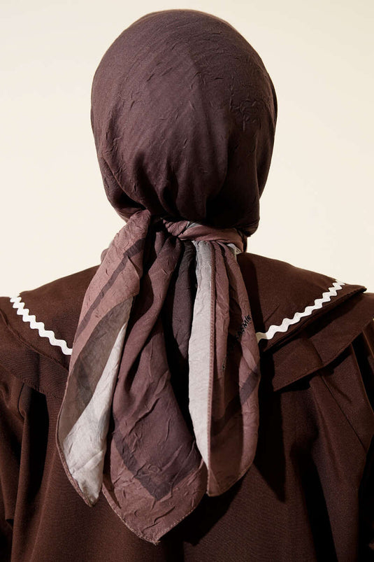 Striped Bamboo Crush Scarf, Milk Coffee