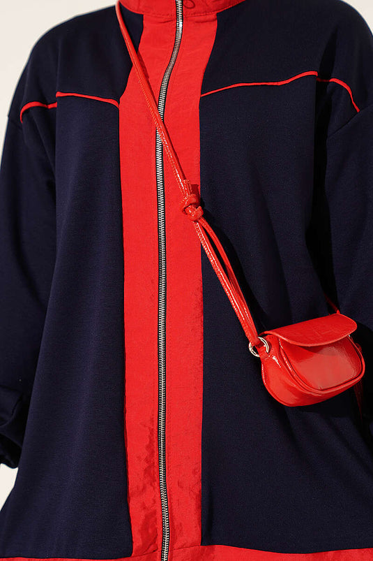 Completo Loysha A Due Pezzi Con Zip A Righe Blu Navy