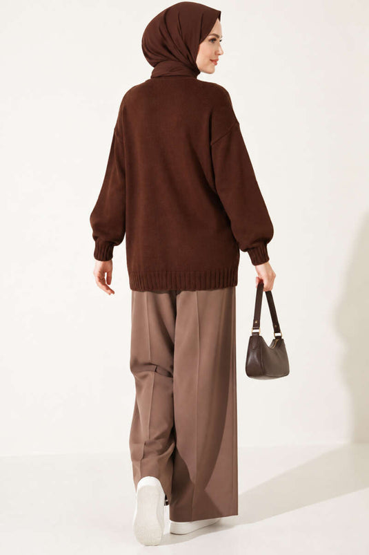Gilet En Maille Marron À Boutons