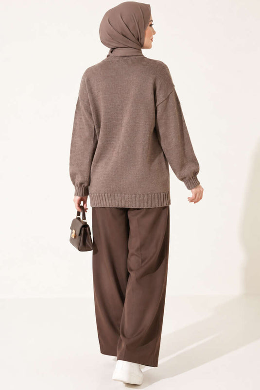 Strickjacke Mit Knopfdetail In Mink