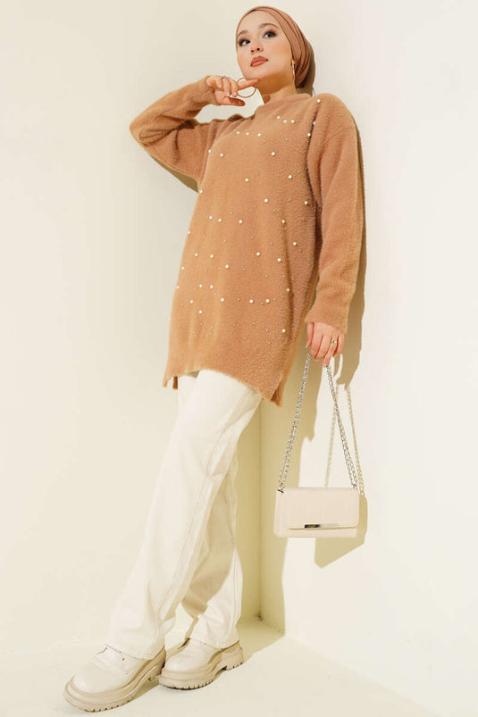 Bearded Tunic Latte with Sprinkled Pearls