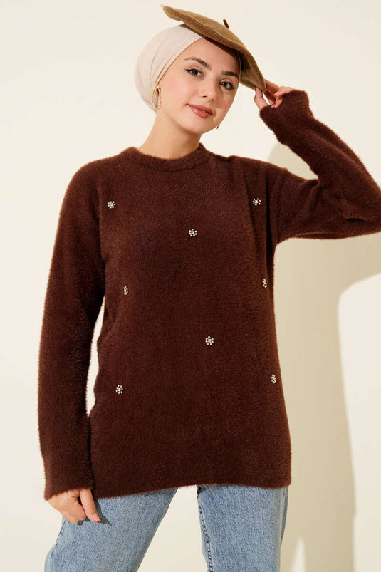 Baardtuniek bruin met gestrooide stenen details