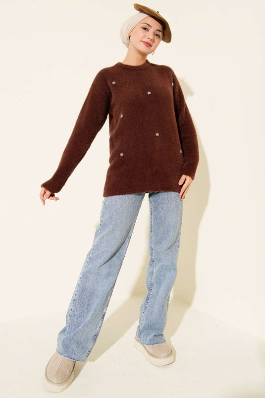 Bearded Tunic Brown with Sprinkled Stone Detail