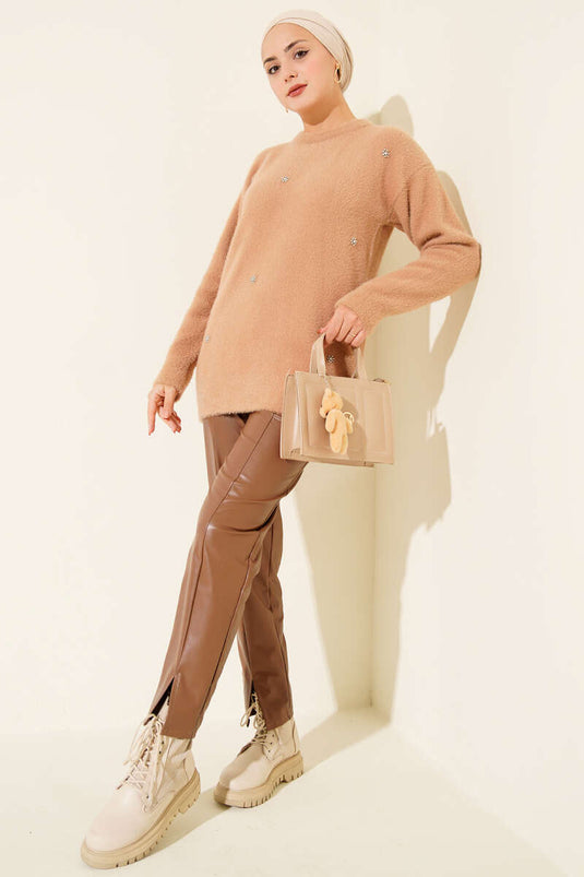 Bearded Tunic Latte with Sprinkled Stone Detail