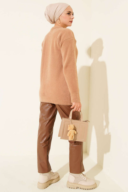 Bearded Tunic Latte with Sprinkled Stone Detail