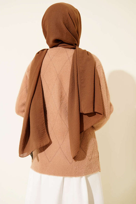 Serpme Taşlı Çizgili Sakallı Kazak Latte