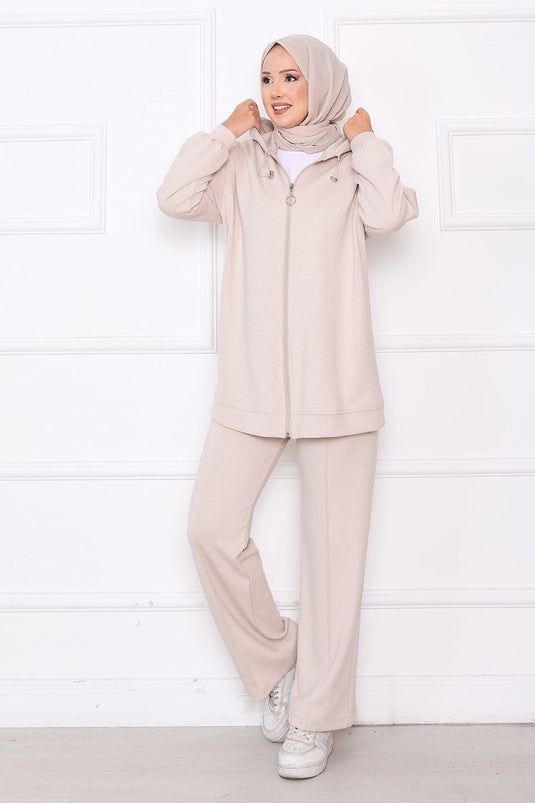 طقم أويسو من قطعتين مع أحجار مرشوشة وسحّاب