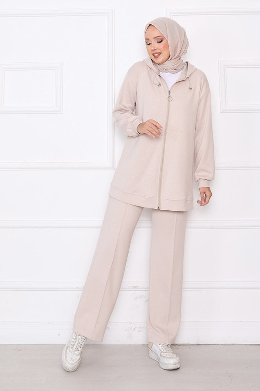 طقم أويسو من قطعتين مع أحجار مرشوشة وسحّاب