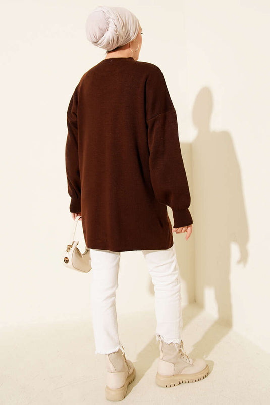 Sprinkled Stone Knit Tunic Brown