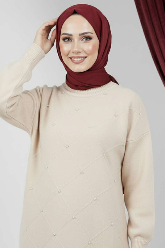 Tunique tricotée ornée de pierres