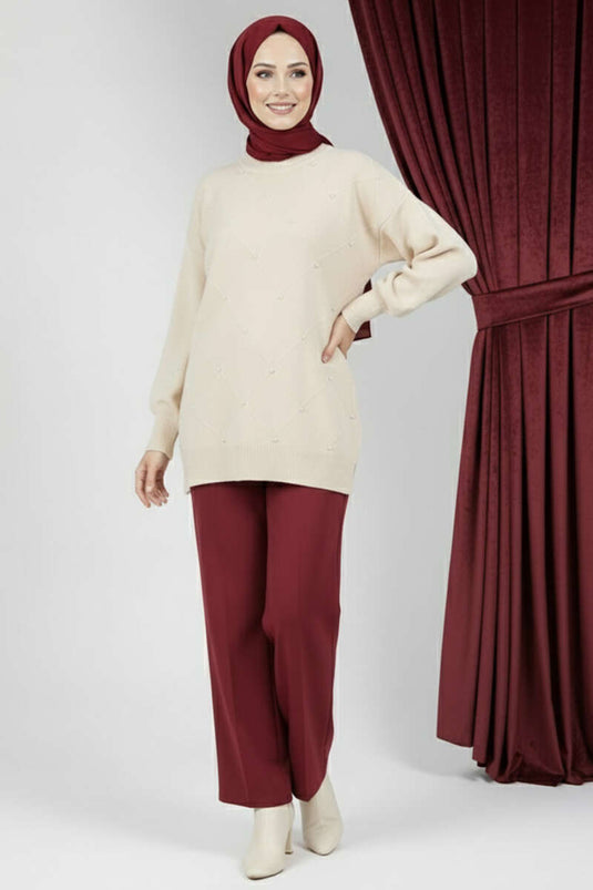 Tunique tricotée ornée de pierres