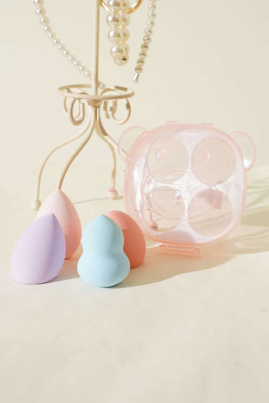 Set de Beauty Blender en éponge assorti avec boîte Ours mignon