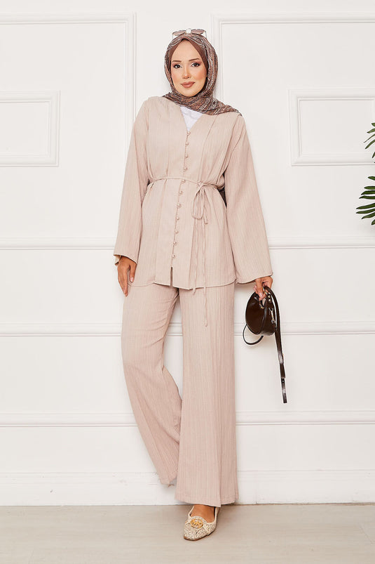 Seyyar Kuşaklı Brit Düğmeli İkili Takım Taş