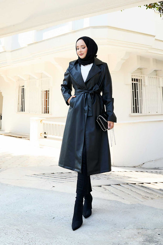 Seyyar Kuşaklı Deri Kap Siyah