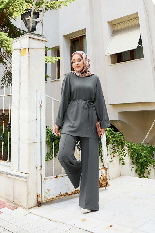 Removable Belted Two-Piece Oysho Set Gray