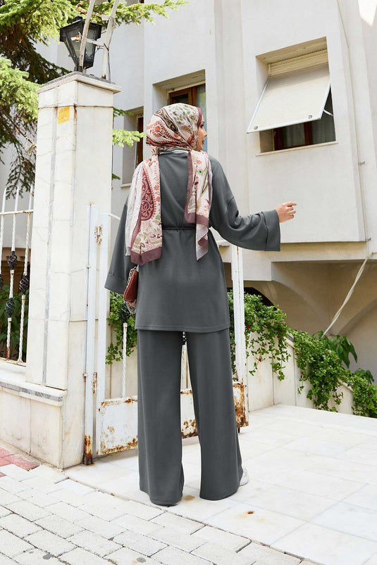 Removable Belted Two-Piece Oysho Set Gray