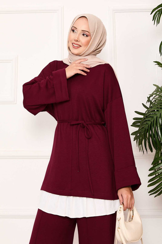 طقم أويشو بوردو المتنقل ذو الذراع بحزام مع تفاصيل الطي