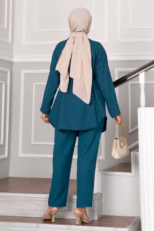 Ensemble kimono hijab avec ceinture amovible Pétrole