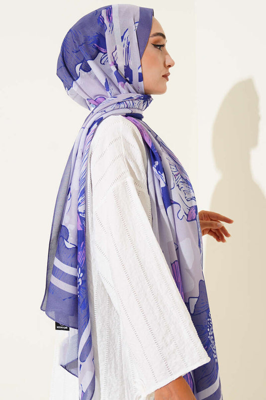 وشاح لينا بنقشة شيلا، لون أرجواني فاتح