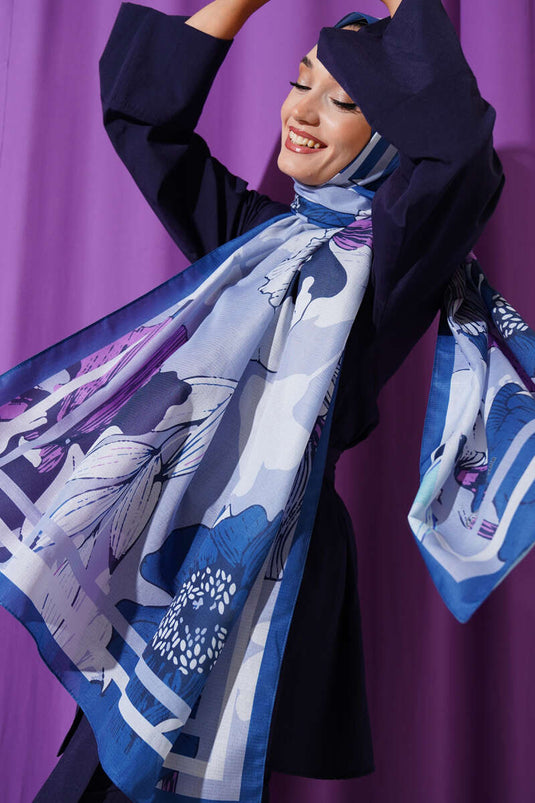 Shelia Pattern Lina Scarf Blue