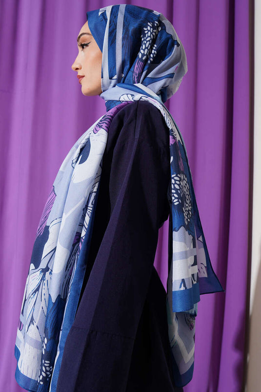 Shelia Pattern Lina Scarf Blue