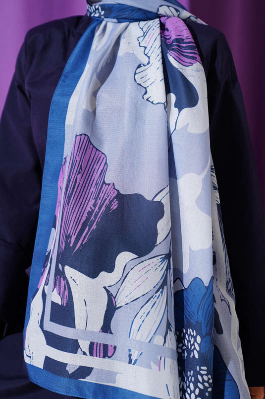 Shelia Pattern Lina Scarf Blue