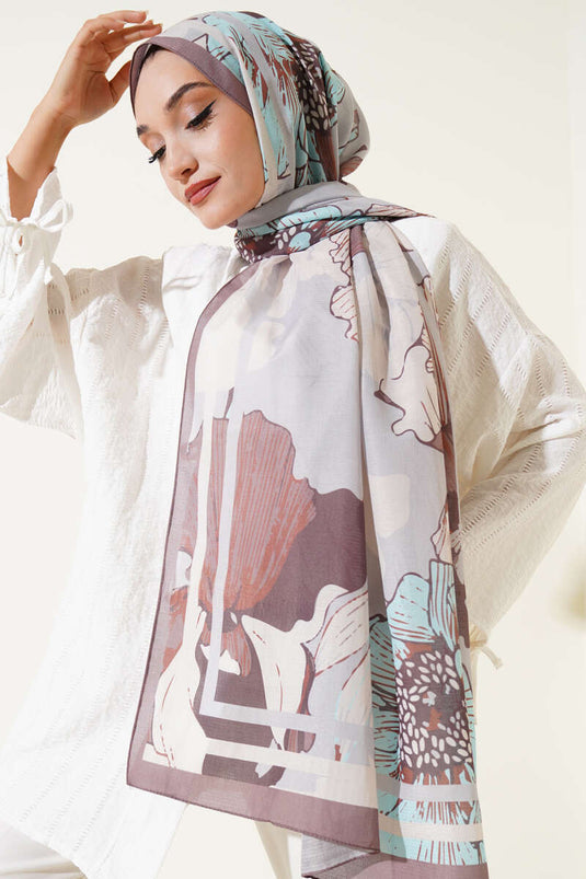 Shelia Pattern Lina Scarf Soft Coffee