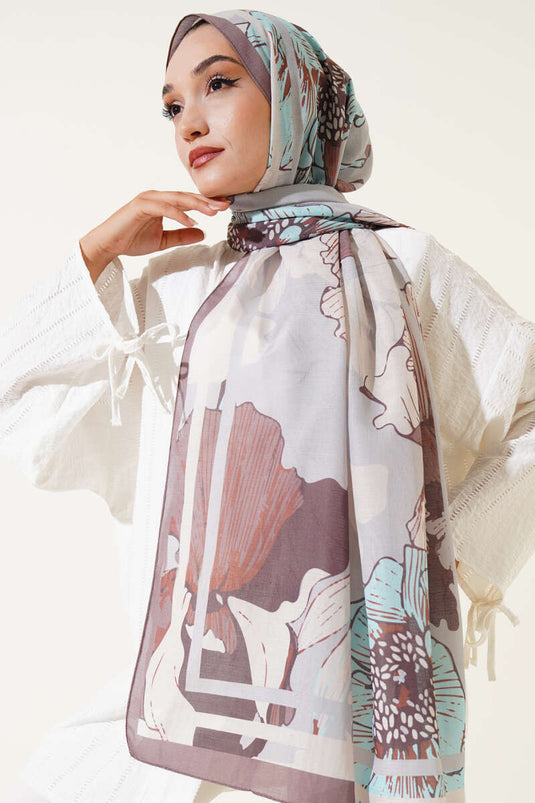 Shelia Pattern Lina Scarf Soft Coffee