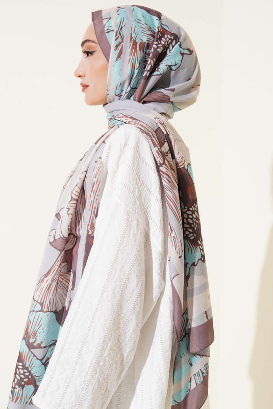 Shelia Pattern Lina Scarf Soft Coffee