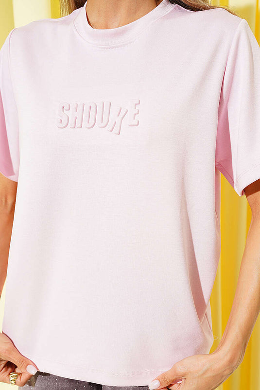 Shouke Kabartmalı T-shirt Pembe