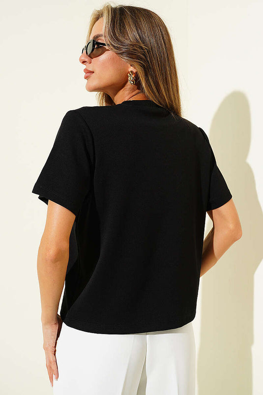 Shouke Kabartmalı T-shirt Siyah