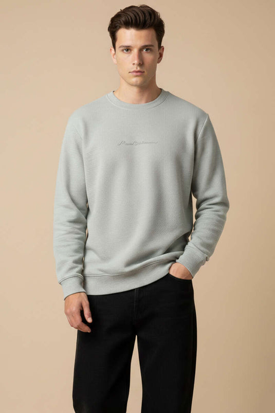 سويت شيرت رجالي برقبة دائرية رمادي