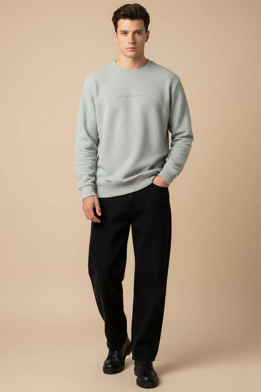 سويت شيرت رجالي برقبة دائرية رمادي