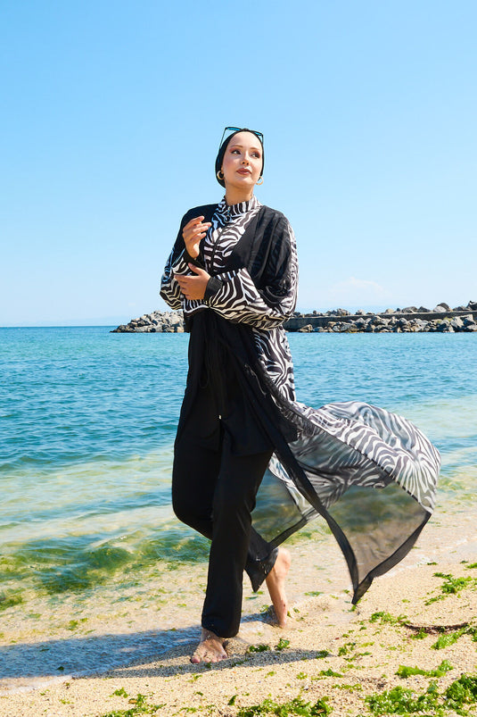 Maillot de bain hijab paréo en mousseline à taille ajustable - 180