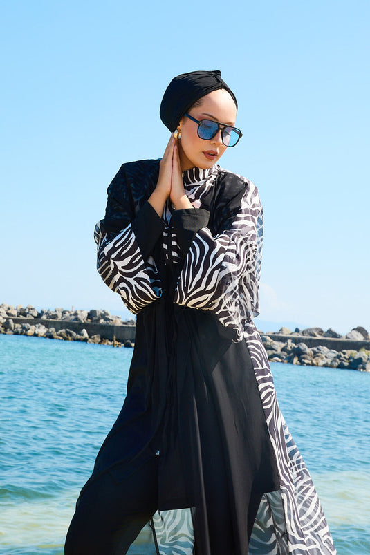 Maillot de bain hijab paréo en mousseline à taille ajustable - 180