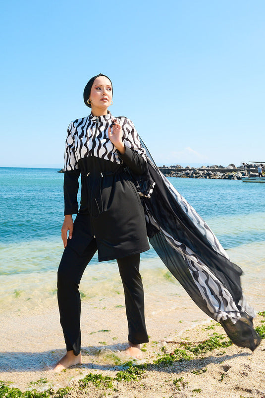 Maillot de bain modeste en mousseline de soie avec taille ajustable -181