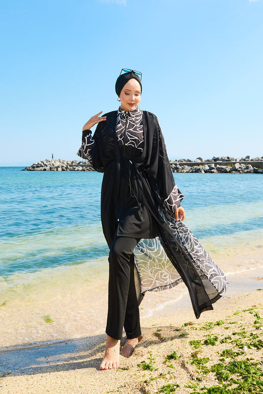 Maillot de bain hijab paréo en mousseline à taille ajustable -183