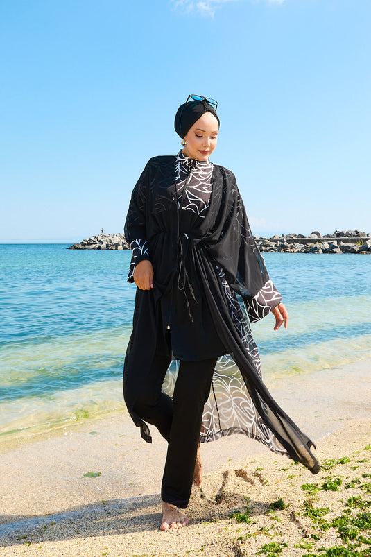 Maillot de bain hijab paréo en mousseline à taille ajustable -183