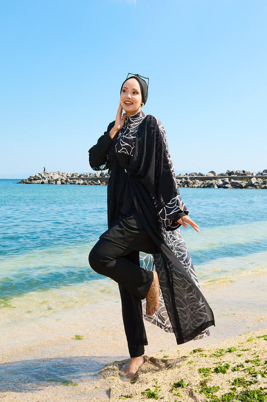 Maillot de bain hijab paréo en mousseline à taille ajustable -183